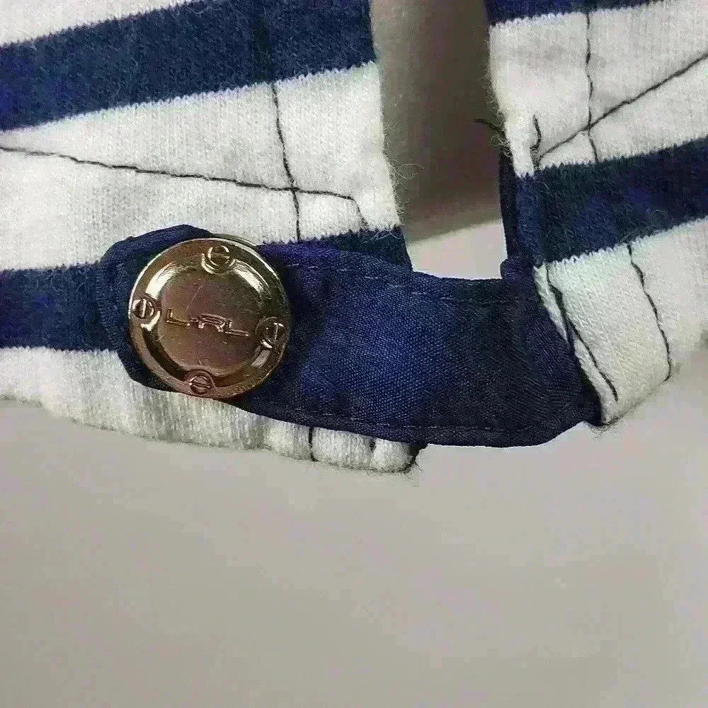 Lauren Ralph Lauren Active Jacket Navy White Stripes 3/4 Sleeves Cotton Size S - Picture 15 of 16